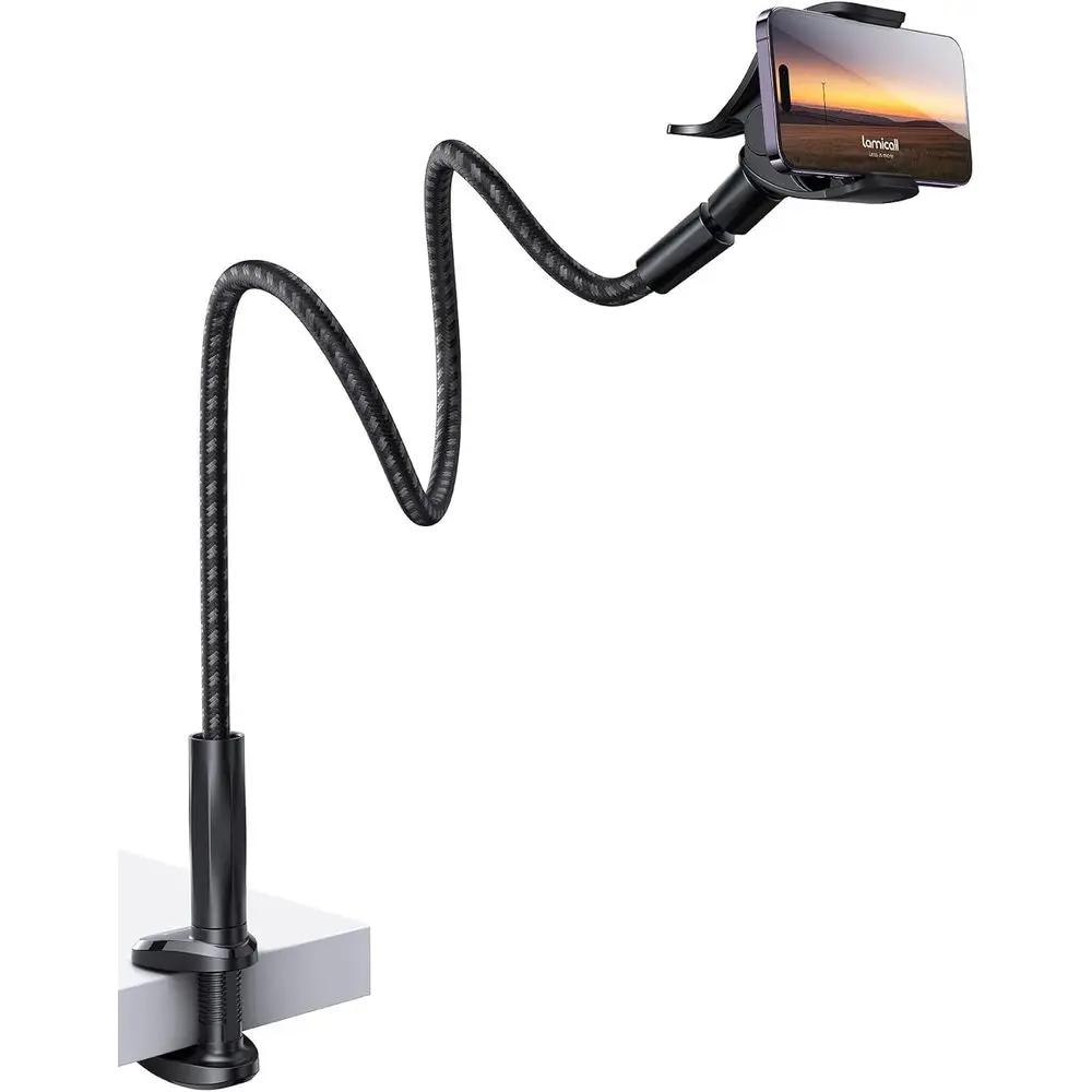 

Nylon Braided Flexible Arm Stand, 38 Length, 360° Adjustable Clamp, Universal Phone Mount for Beds and Desks, Fits 4-7 Devices