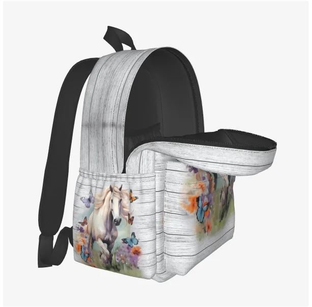 子供用バックパック 馬用バックパック 子供用 学生用 馬をテーマにしたブックバッグ ポケット付き 小学校 中学校 大人用