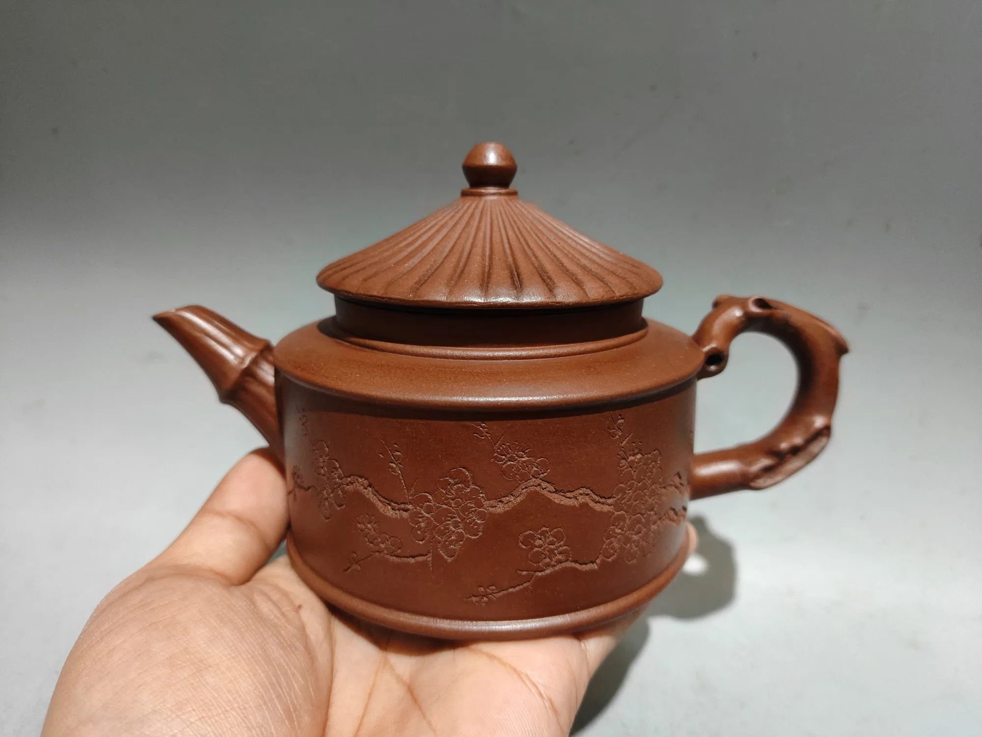 Folk Yixing Purple Clay Pot plum blossom pattern Temple of Heaven teapot kettle tea ceremony Amass wealth Ornaments