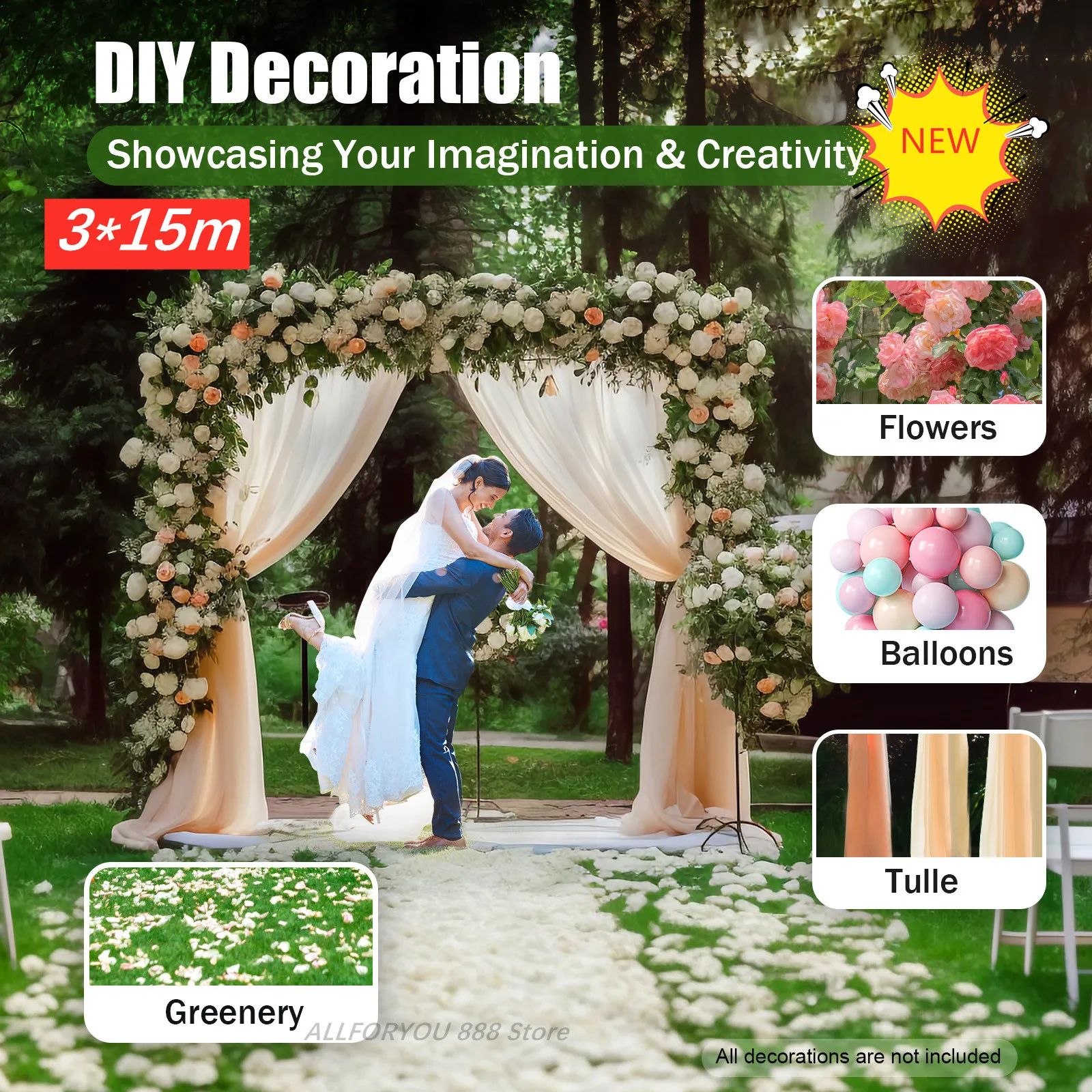 Wedding Stand Frame 3*15m Multi-functional Metal Flower Balloon Arch Telescopic DIY Backdrop Party Event Decoration