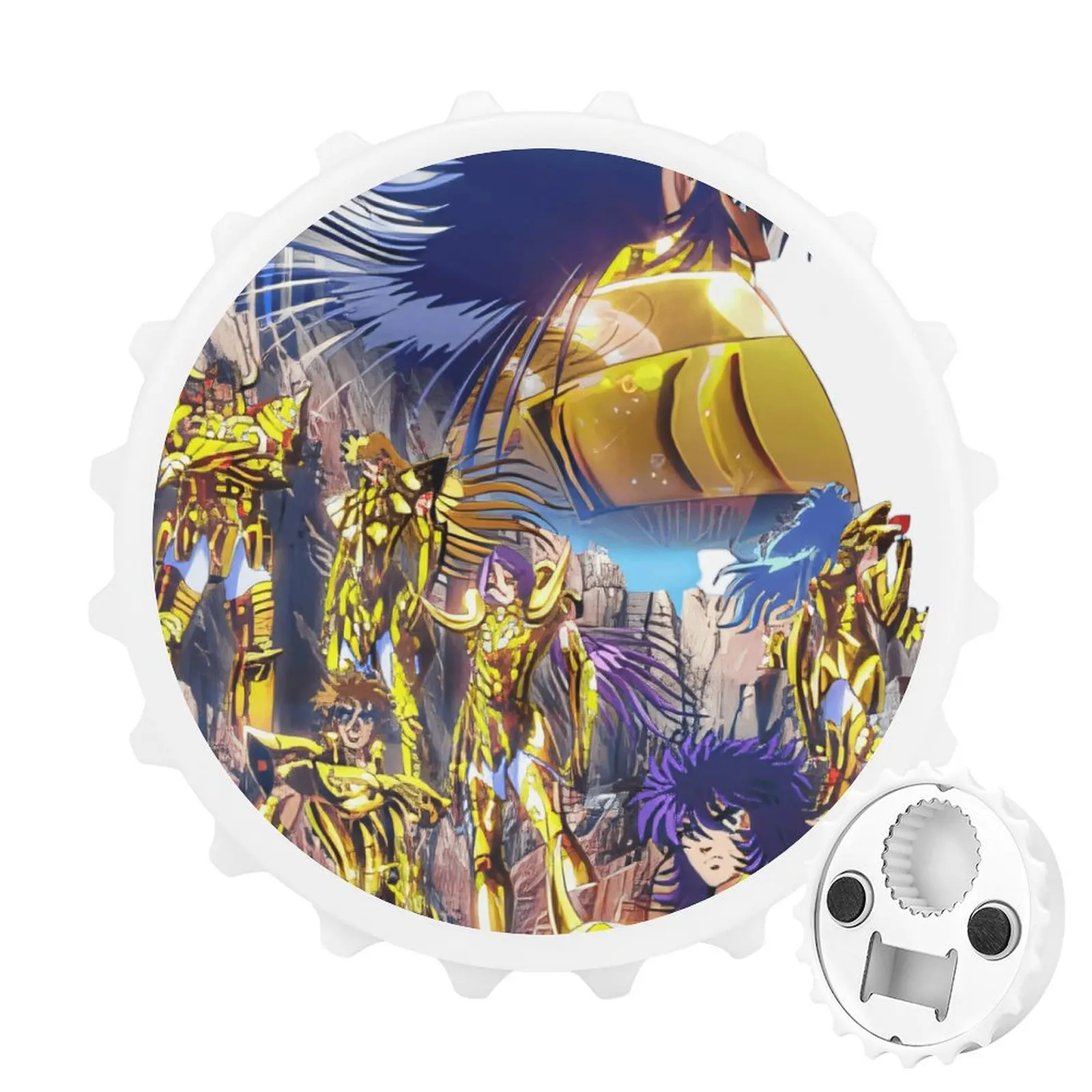 

Refrigerator Magnet Bottle Opener Magnetic Attraction Alloy Saint Seiya Knights of The Zodiac Goods Gold Saints Myth Cloth