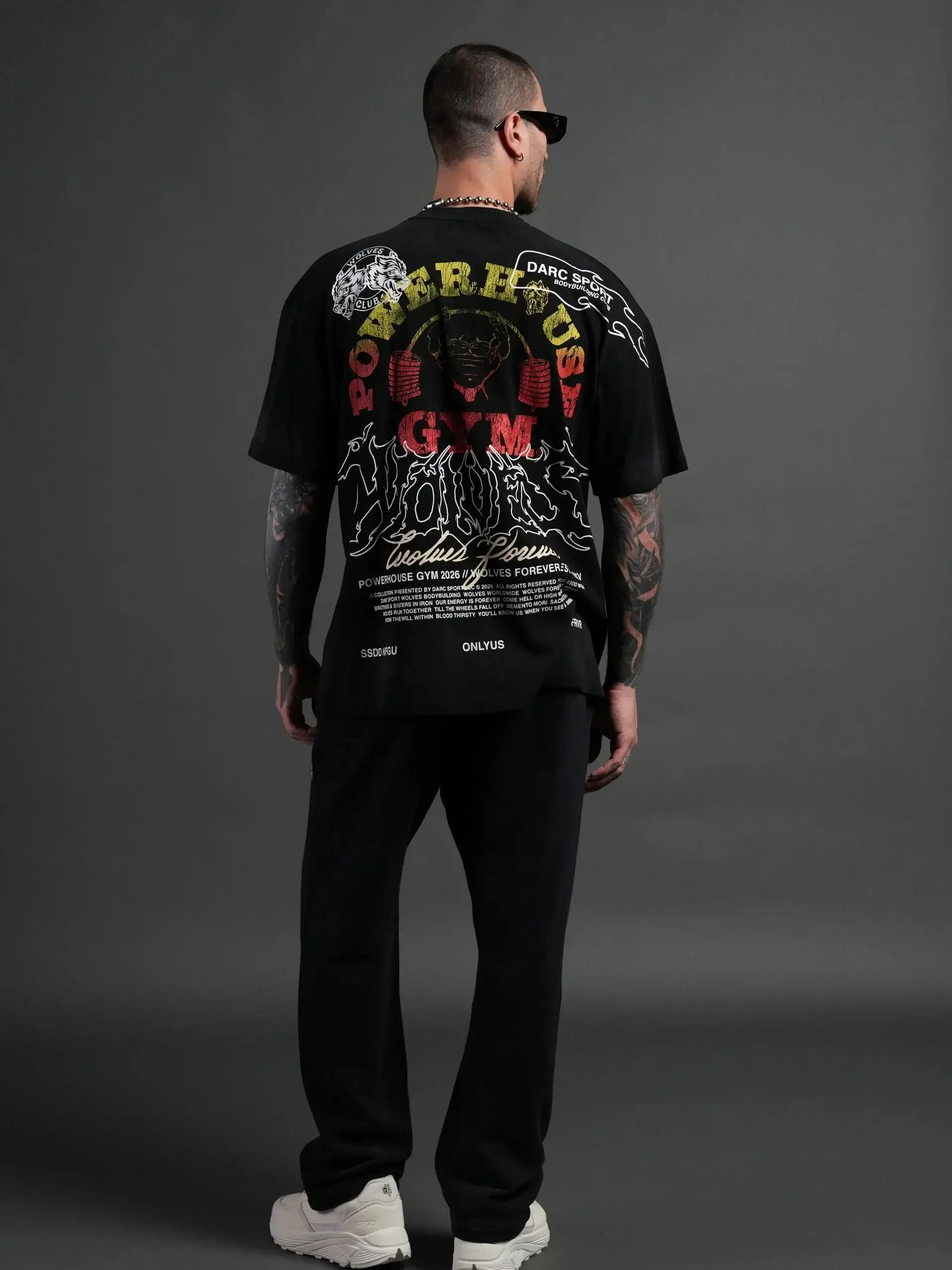 Amerikanischer Stil Herren Oversize Kurzarm T-Shirt mit Grafik-Print für Fitness, Bodybuilding und Sport