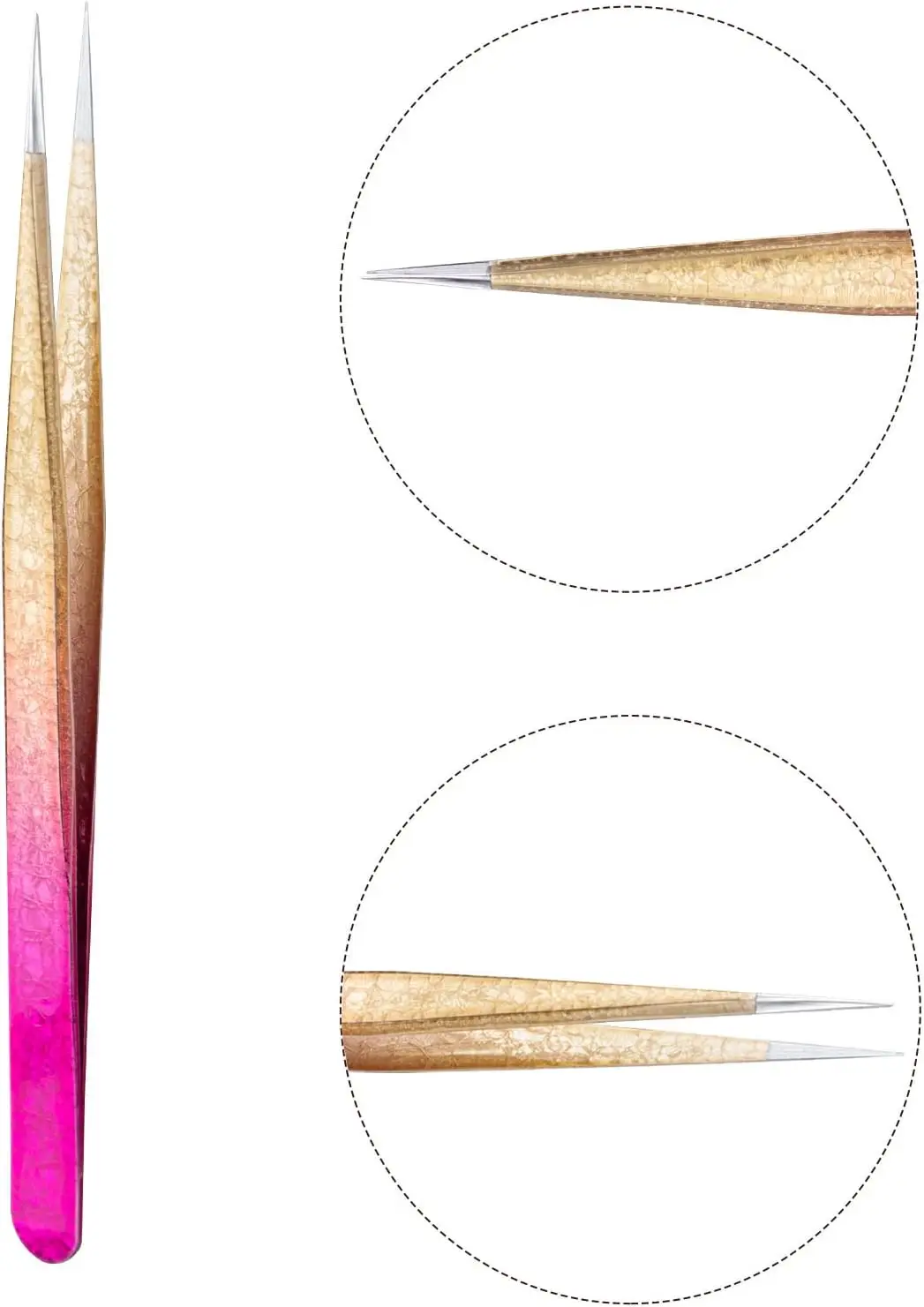 Pinzas de acero inoxidable para injerto de pestañas, pinzas con gradiente de flor de hielo, pinzas para injerto de Color de precisión, 1 ud./5 uds.