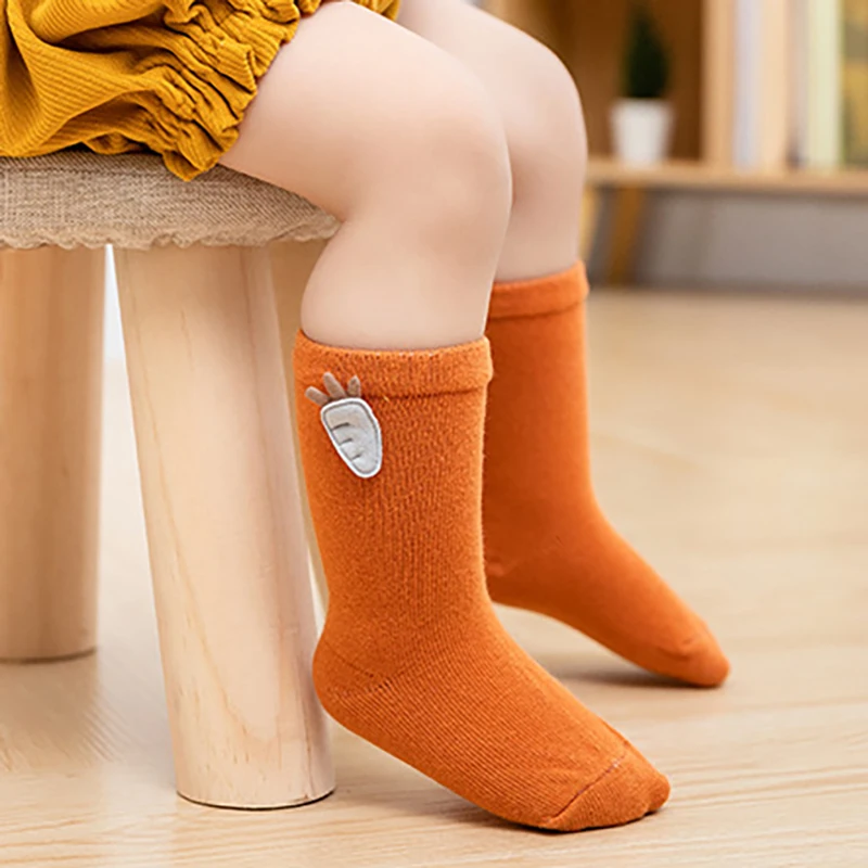 3 Paren/partij 0-3Y Babysokjes Lente Herfst Winter Kinderen Sok Puur Katoen Ademend Leuke Cartoon Radijs Hoge Buis Kindersokken