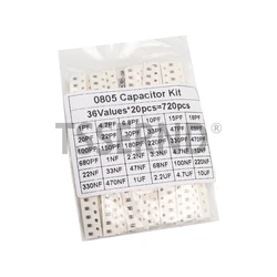 320 pz 720 pz 0603 0805 1206 SMD condensatore Kit assortito 16/36/50 valori 1PF - 10UF capacità Set 100NF 0.1UF 1UF 2.2UF 4.7UF