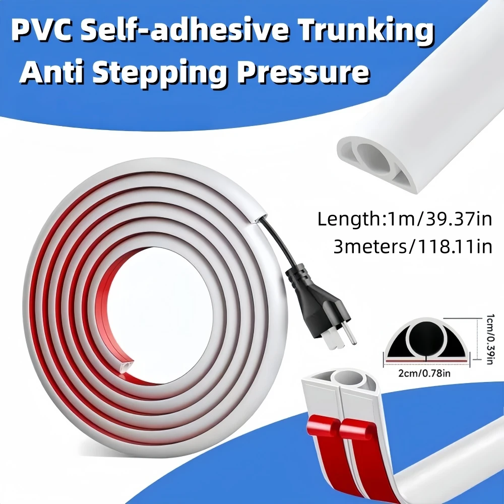 1PC Soft Pvc Protector Floor Cable Raceway Cable Concealer Wire Hiders Duct Wall Cord Cover Sleeve To Hide Wall Mount