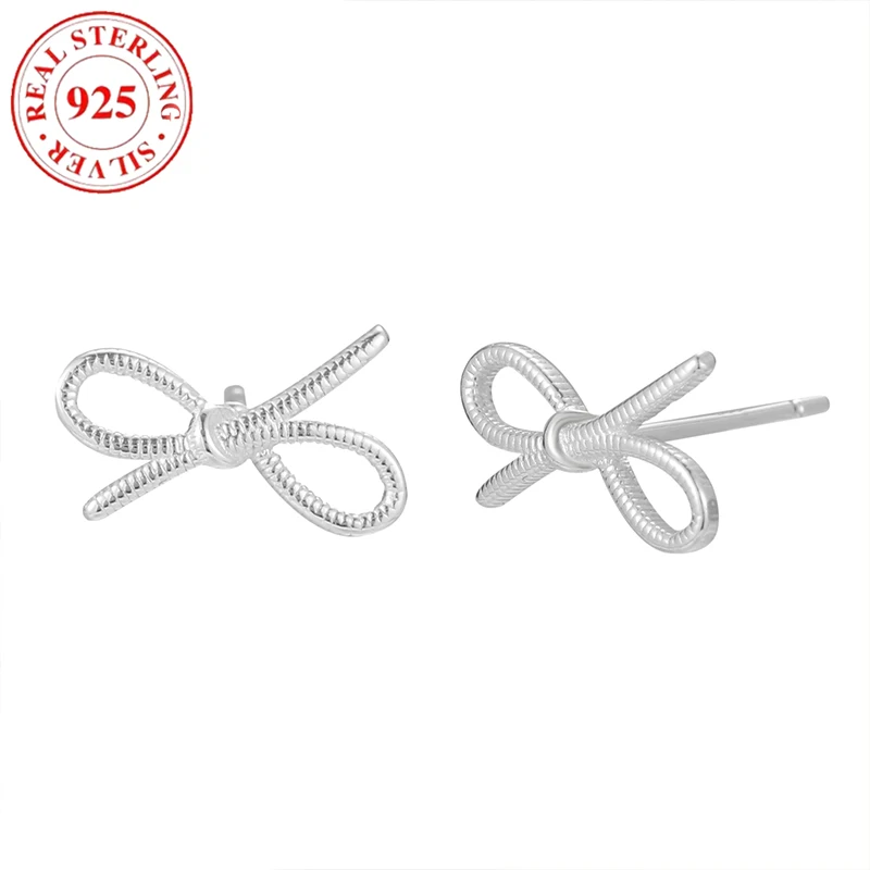 

S925 sterling silver twist bow earrings for women Hypoallergenic Suitable for ladies holiday gifts