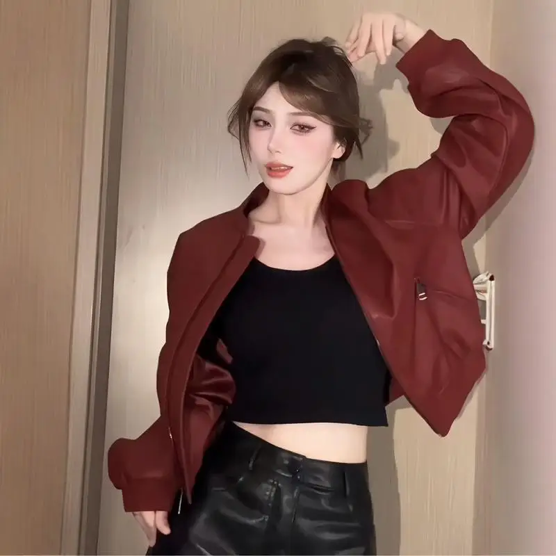 

Женские куртки-бомберы, осенние женские уютные панк-европейские плечи, средней широкие, оливково-зеленые, однослойная текстура, высокий средний прилив