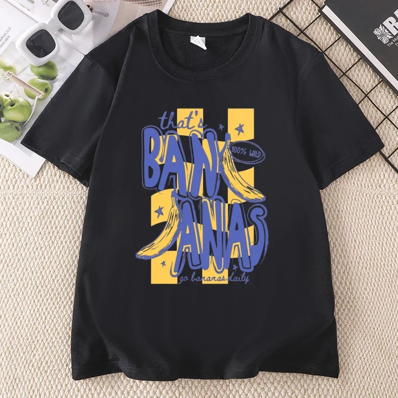 That's Bananas Funny Banana T-Shirt Cute Fruit Tee Trendy Graphic T Shirt Funny Food Printed Short Sleeve Round Neck Tees
