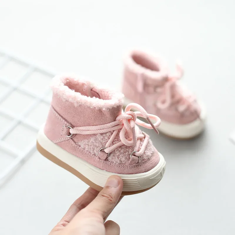 Baby Winter Warm Snow Boots Boys Thicken Wool Inside Cotton Shoes Girls Cute Fashion Short Boots Toddler Winter Shoes