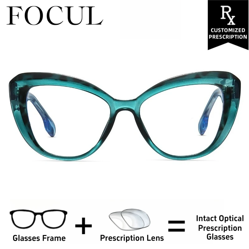 

FOCUL Cat Eye TR90 Photochromic Myopia Eyeglasses Blue Light Blocking Technology Women Customized Prescription Optical Eyewear