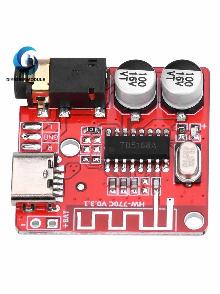 Bluetooth Audio Receiver Board Bluetooth 5.1 MP3 Lossless Decoder Micro USB 3.5mm Audio Output Amplifier Module Type-C 3W