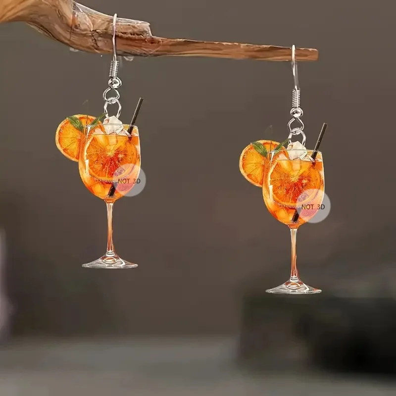 2D Flat Acrylic Orange Juice Dangle Earrings for Women Simple Creative Fashion Fresh Summer Festival Earrings Party Jewelry - view 3