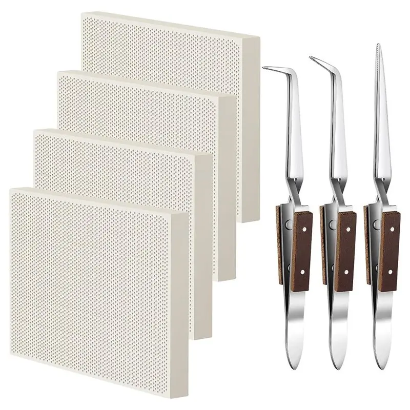 AT02-For Jewelry Soldering Kit Plate Reverse Lock Tweezers Soldering Block Honeycomb Boards For Jewelry Making Tool