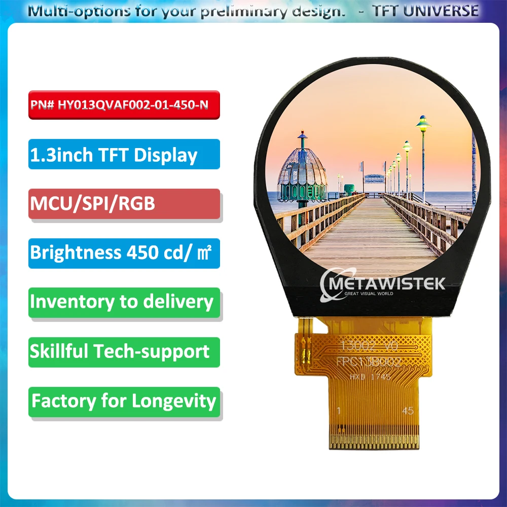 

1.3inch Round screen 240x240 MCU SPI RGB interface with High brightness IPS display ardunio dash panel support samll quantity