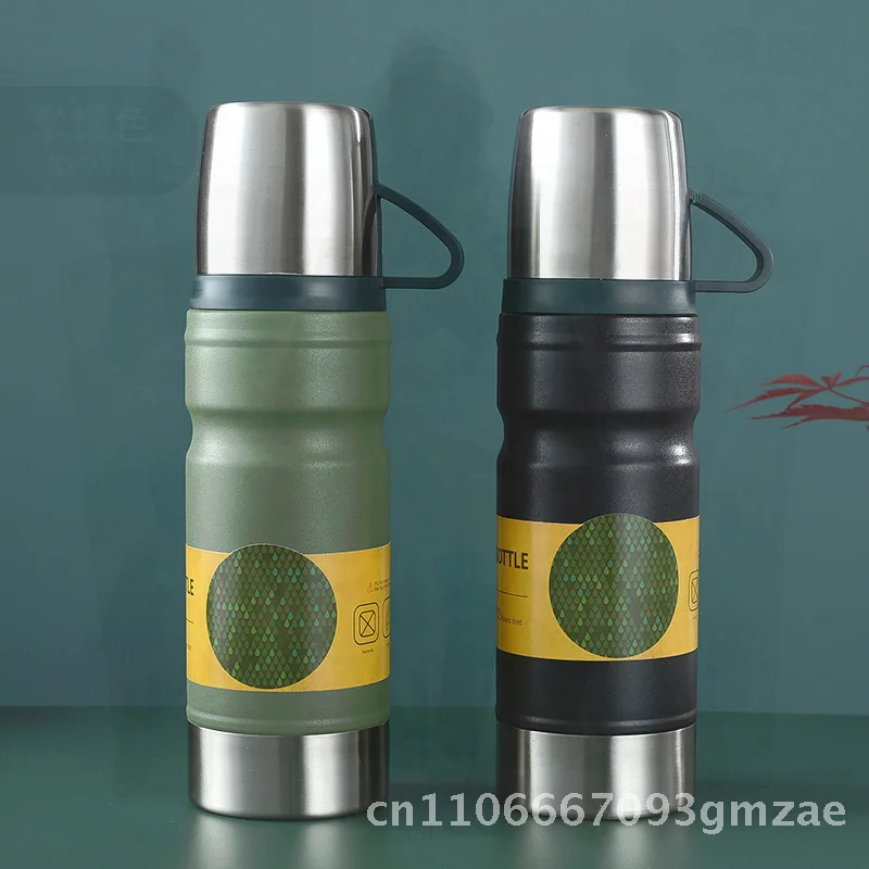

Men's Portable Thermos Cup 304 Stainless Steel Vacuum Insulated Water Bottle Business Gift with Handle Black Blue Green Gray