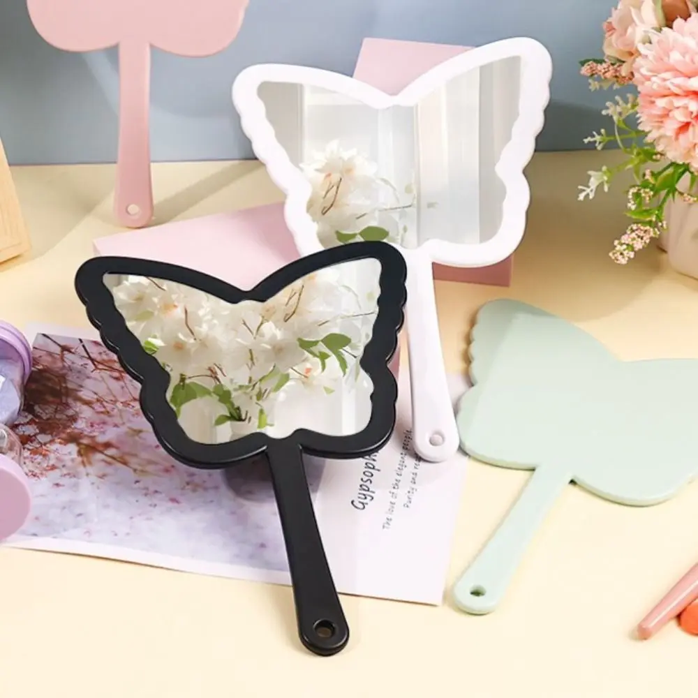 Hand-held Butterfly-shaped Makeup Mirror Plastic Butterfly-shaped Butterfly Handle Mirror High-definition Mini