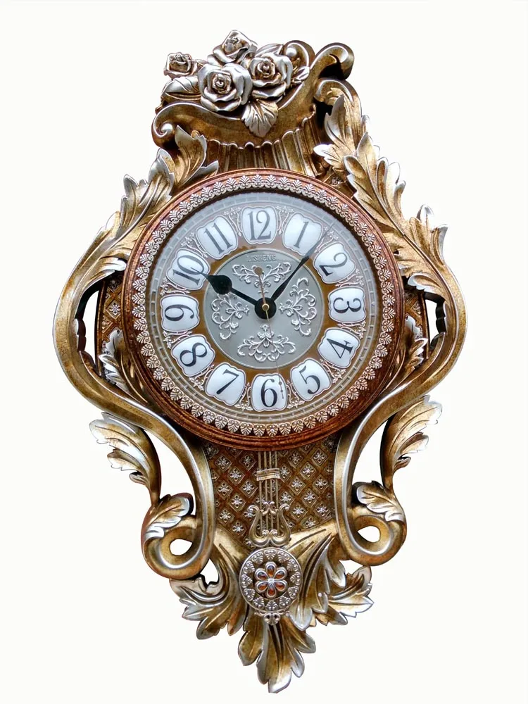 Lisheng Clock Living Room Wall Clock Fashion Creative Idyllic European Simple Clock Mute Antique Personality Big Face Clock