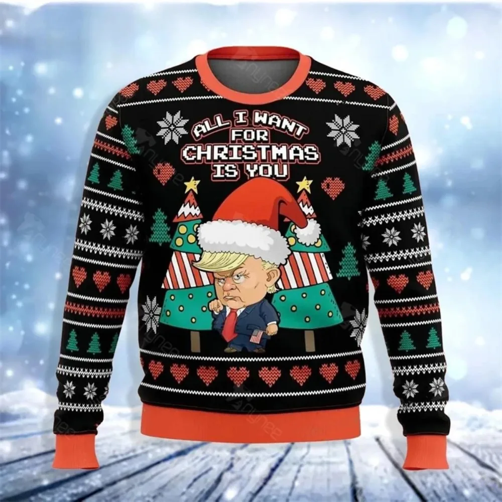 3D Printed Donald Trump Christmas Sweatshirt Fashion New Unisex Sweater America Men Pullover Ugly Xmas Pullover Female Male Tops