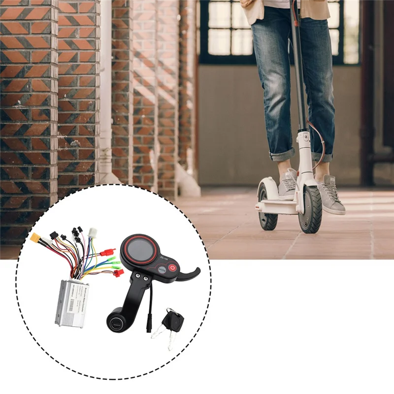 Pengendali A13F-48V + Meteran Jarak Tempuh ZQ-100 dengan Meteran Skuter Listrik Dapat Disesuaikan Kecepatan Kunci 6 Pin Bagian Tampilan untuk Scoot Listrik