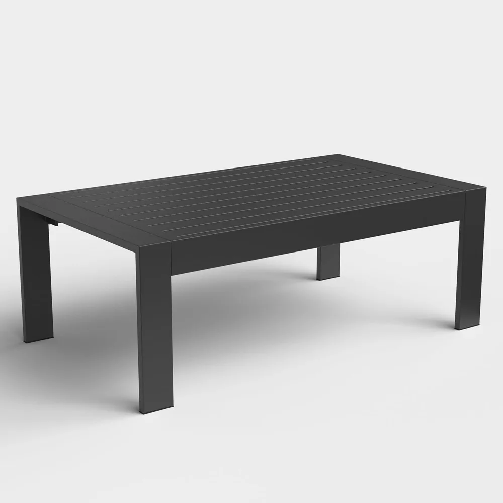 

Outdoor Rectangle Patio Aluminum Coffee Tables, All Weather Patio Slatted Tabletop, Customized