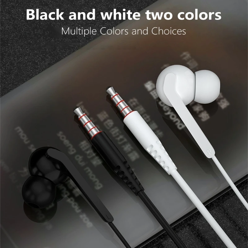 Comfortable In Ear Headphones 3.5mm Earphone with Control for Music Enjoyment 95AF