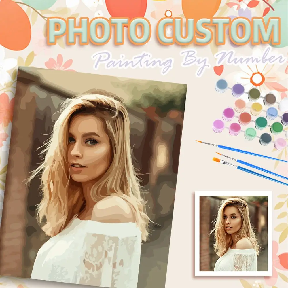 24/36/48 Color Photo Custom Personalized Painting By Number Kits Photo Customize Oil Paints Pets Landscape Portrait Picture Hand