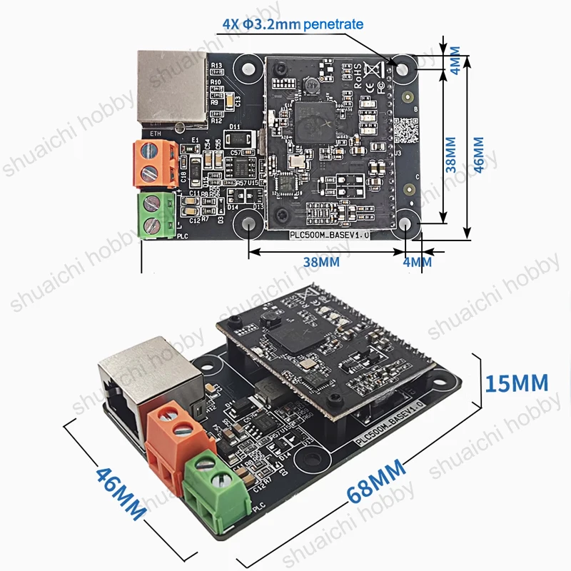 Módulo de comunicación ROV PLC, adaptador portador de línea de alimentación de 9-13V y 500Mbps con puerto Ethernet RJ45 para exploración submarina, 1 Uds.
