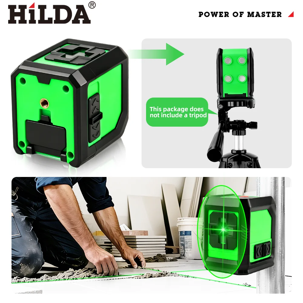 HILDA 2-Linien Grüner Laser-Nivellierer mit Magnet Selbstnivellierend Tragbares Werkzeug für Bildaufhängung Wandkunst & Rahmenmontage – Detail 7