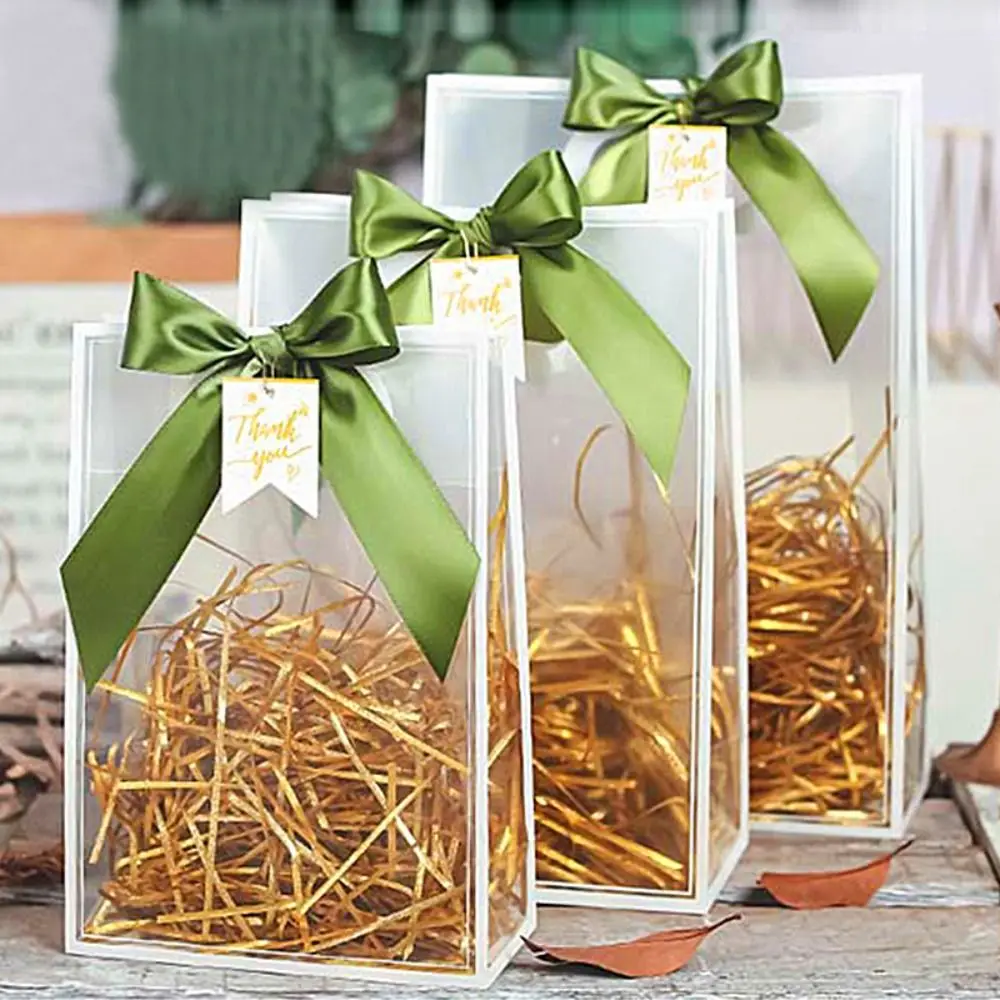 

New Transparent Gift Bags Handbag Portable PVC Wedding Tote Gift Bag for Guests Small Business Packaging Bag