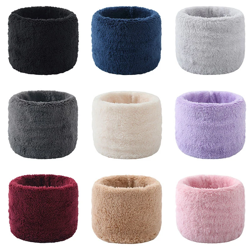 Soft Fleece Scarf Solid Cashmere-like Winter Snood Scarves Warm Thick Unisex Lady Men Neck Scarves Winter Plush Collar Scarfs