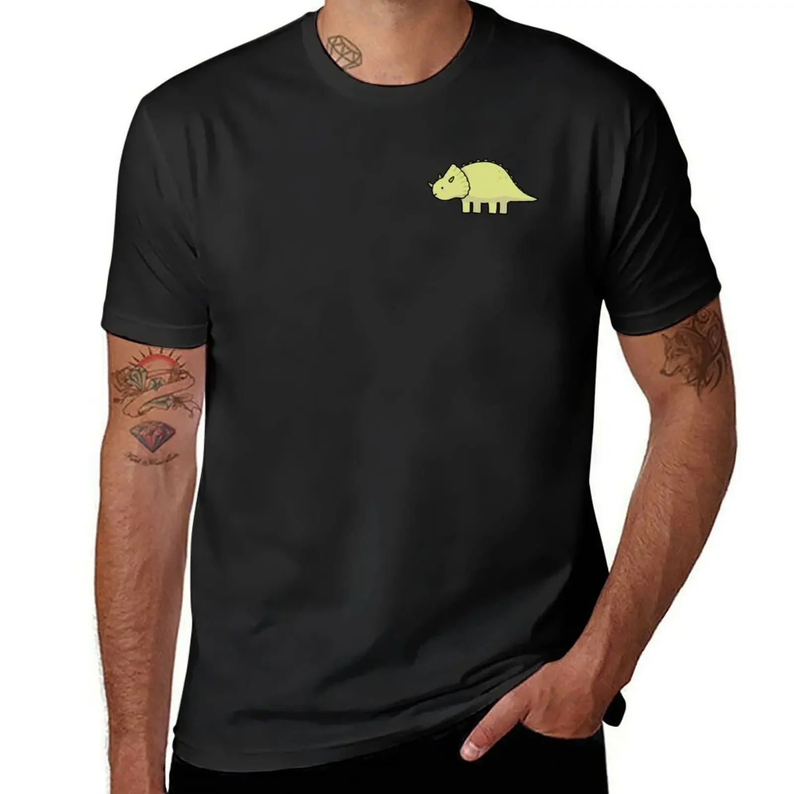 

Little Dino Triceratops Dinosaur Illustration T-Shirt football t shirt boys animal print customs men clothings