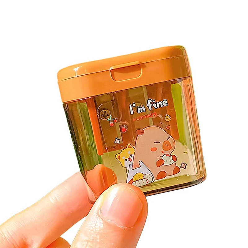 Cute Capybara Double Hole Pencil Sharpener, Creative Mini Manual Pencil Sharpener, Presentes de papelaria para estudantes