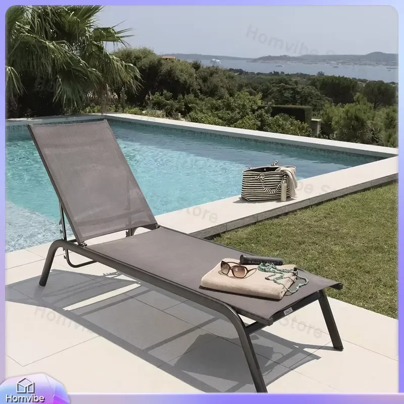 Aluminum Folding Beach Chair Outdoor Pool Lounge Sofa Bed Portable Lawn Recliner Camping Garden Furniture Sun Lounger Seat