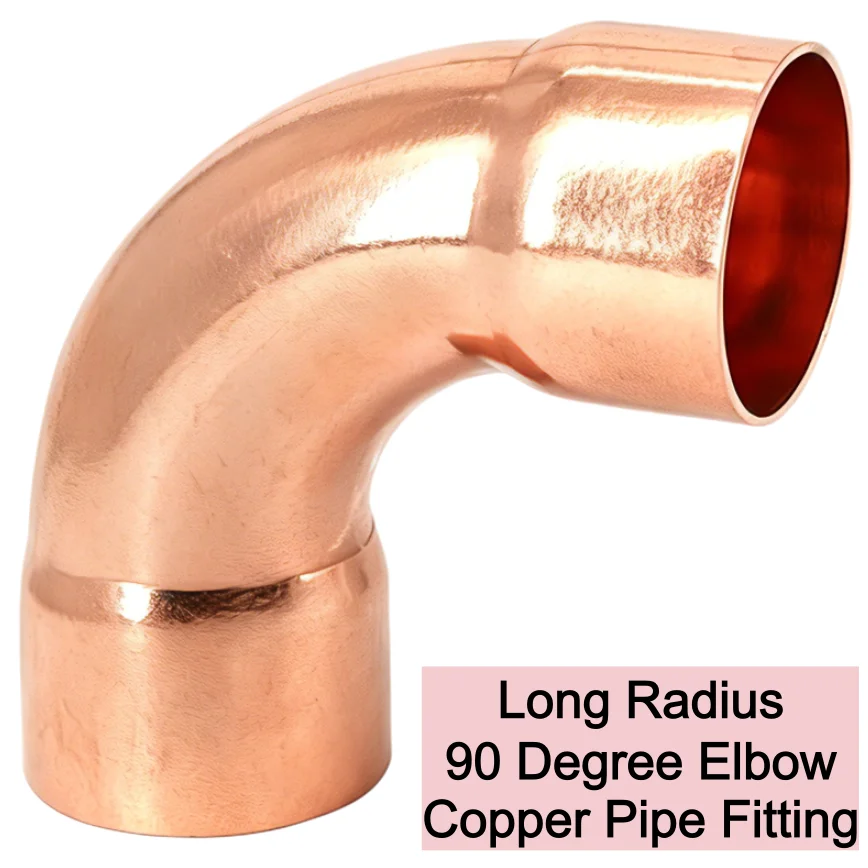 12.7 16 19 22 25.4 28.6 32 35 42 54 67mm ID Copper Long Radius 90 Degree Elbow Welding Copper Pipe Fitting Coupler