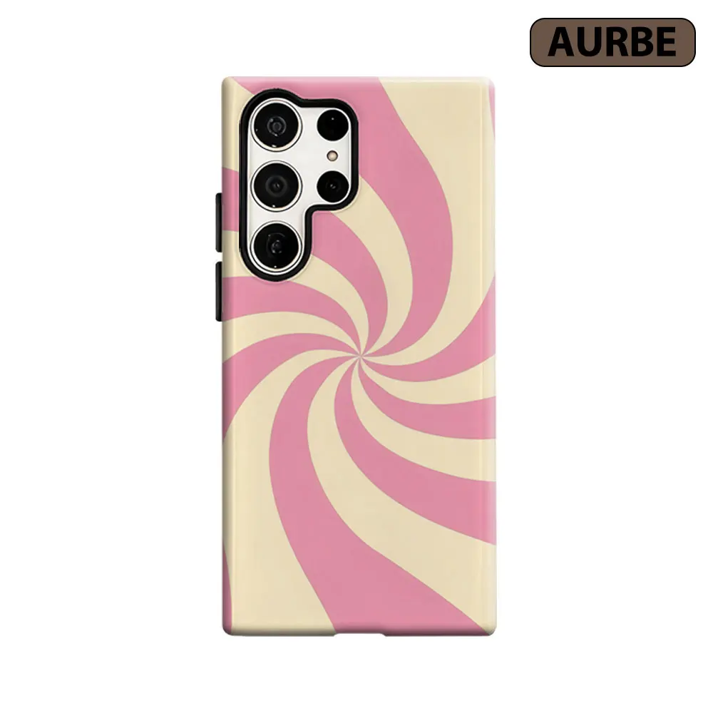 Aurbe Phone Case For Samsung Galaxy S26 S25 S24 S23 Ultra Plus HD Hard Pink Swirls Double Layer Film Cover