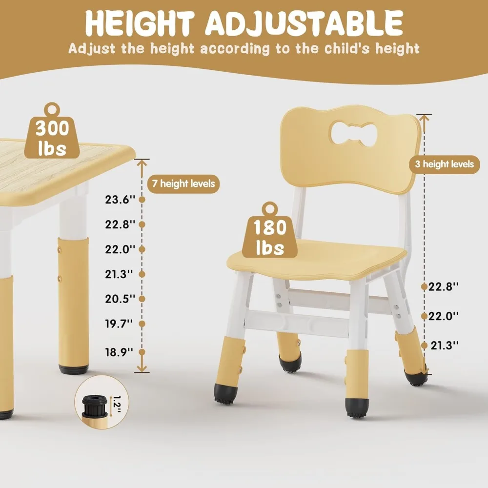 Ensemble table et chaises réglables pour enfants, table et chaise pour tout-petits, bureau graffiti, irritation, chambre, garderie, maison, recommandé