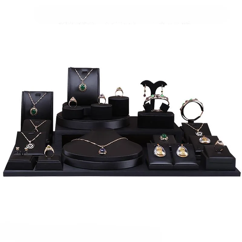 Leather Luxury Jewelry Set for Necklace Bracelet Storage Display Stand Fashion Women Earrings Ring Jewelry Display Tray New 2023