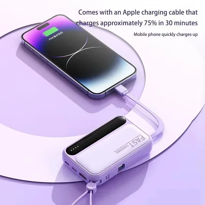 Lenovo 500000mAh PowerBank BuiIt in 4 Lines Super Fast Charging Large Capacity Portable External Battery for All Phones 2026New view 5