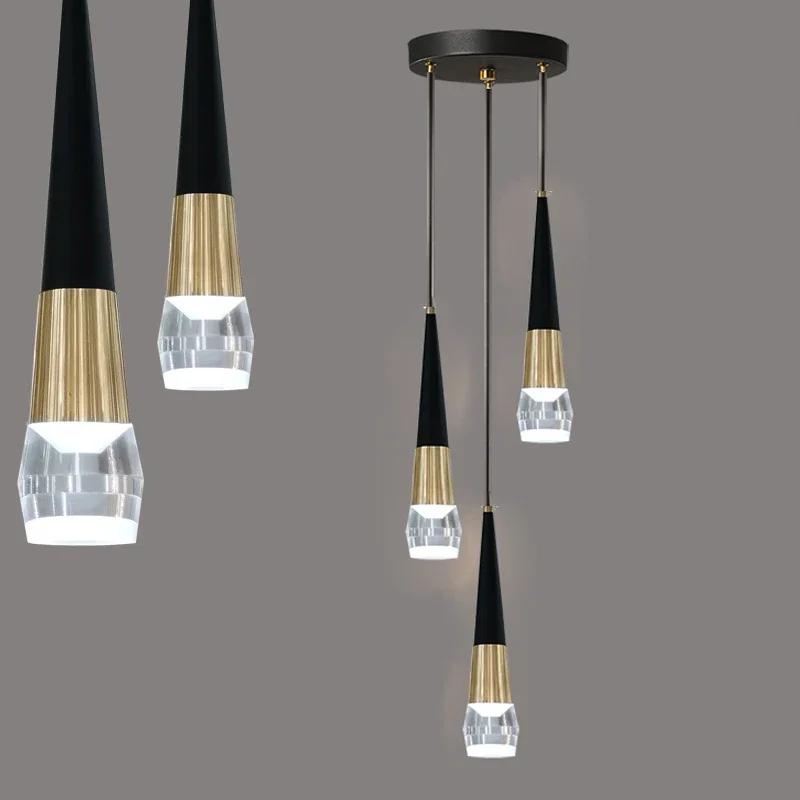 Lamp Modern Kitchen Island LED Pendant Light, Black Gold Mini Pendant Lamp, Bedroom Bedside Table Living Room Black Small Pend