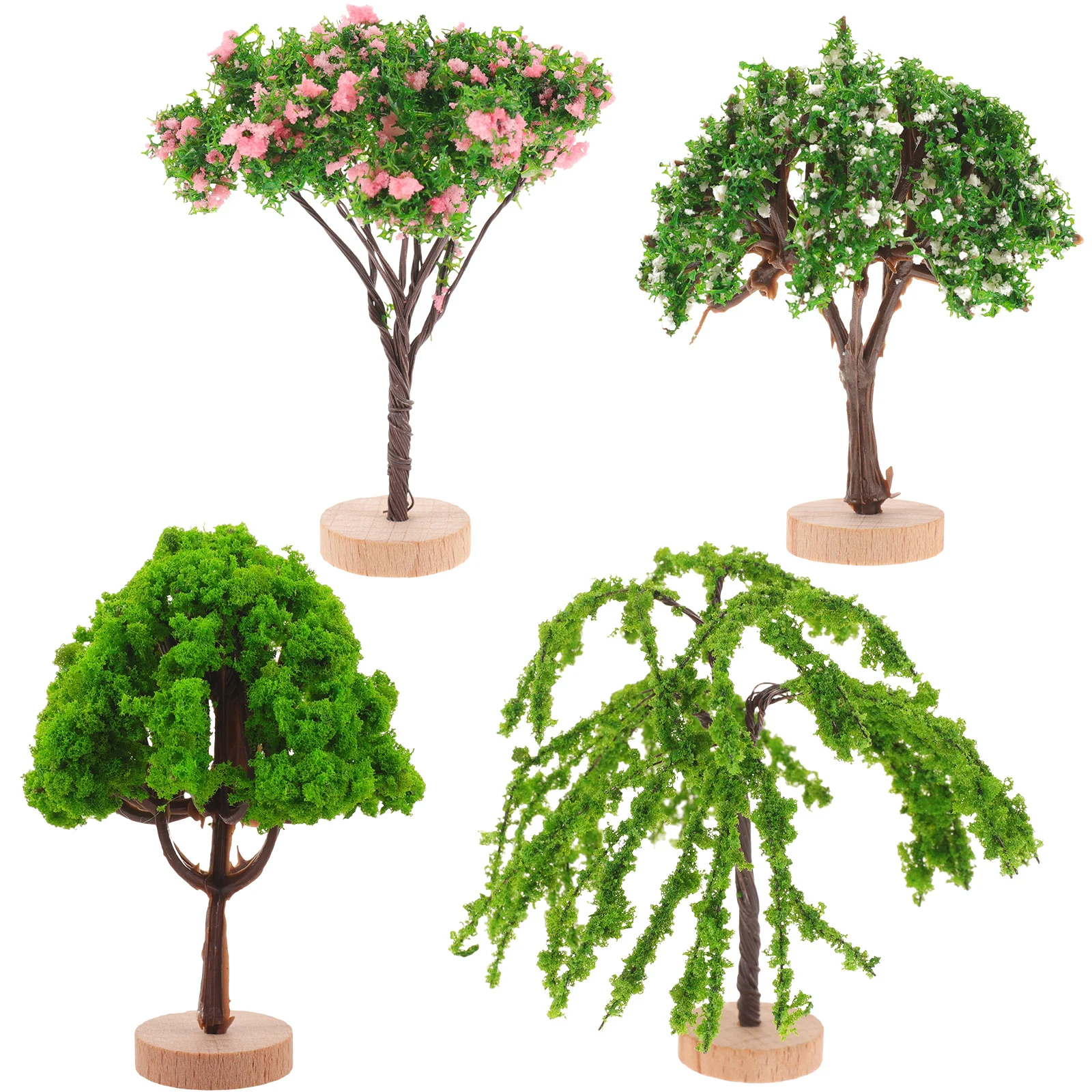 

4 Pcs Simulated Mini Tree Toy Trees Model with Base Diorama Artificial Garden Decoration