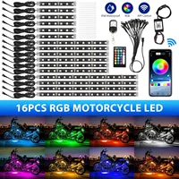 Lámpara LED de ambiente para coche y motocicleta, luz ambiental para pie, Control remoto, sonido Flexible a prueba de agua, 12V, tira decorativa RGB para Moto