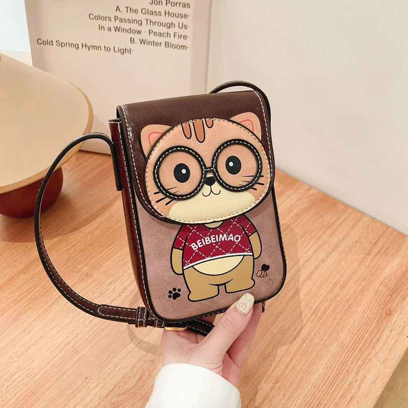 

BeiBaoBao cartoon mobile phone bag,Fashionable Soft leather crossbody bag for women High-quality mini girl's small shoulder bag
