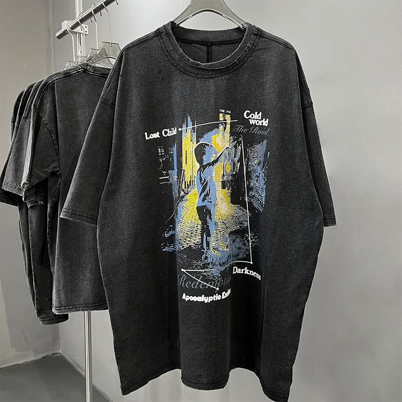 

Artiemaster Vintage Waed Street Sle Boys T-irt Loose Fit ort Sve Print Youth Faion Summer Trendy round Ne Top