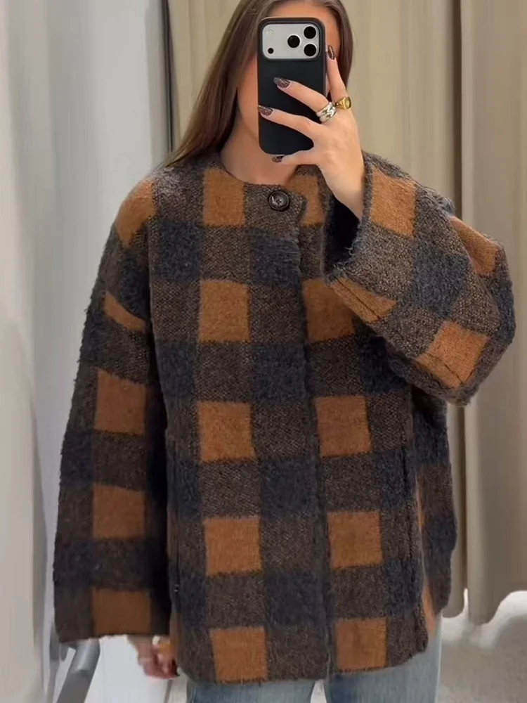 

Новый зимний женский вязаный кардиган с круглым вырезом, свободными рукавами и карманами на пуговицах, вязаный свитер, куртка, повседневный женский винтажный трикотаж