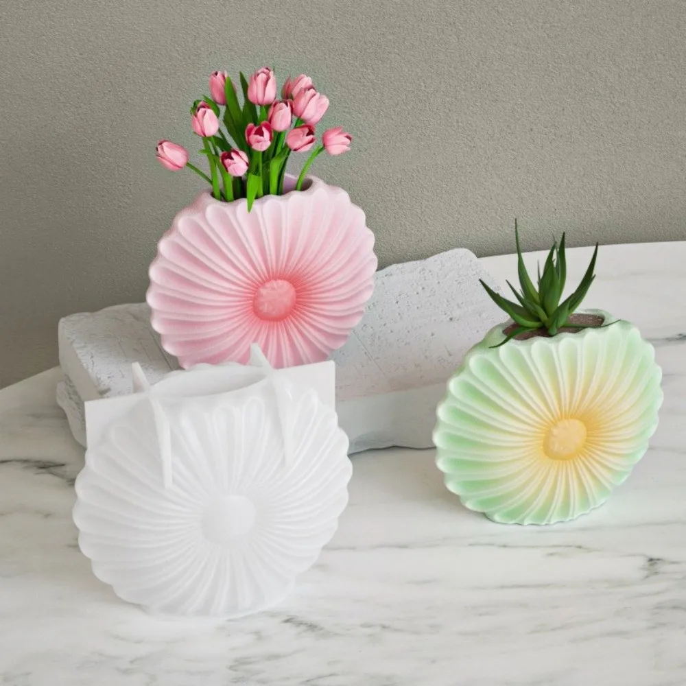 Silicone Sunflower Vase Mold Multi Purpose Flexible DIY Craft Mold 3D Non-stick Plaster Mold Artistic Creations