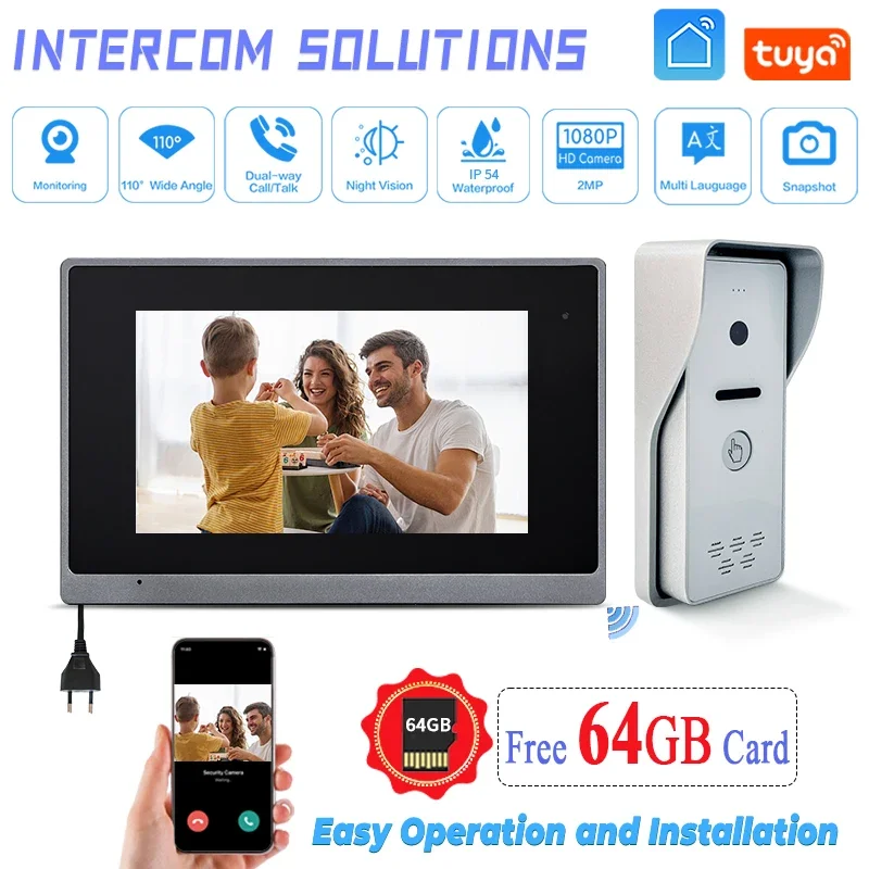 

Remote unlock 1080P HD video intercom system work with villa home door entry system