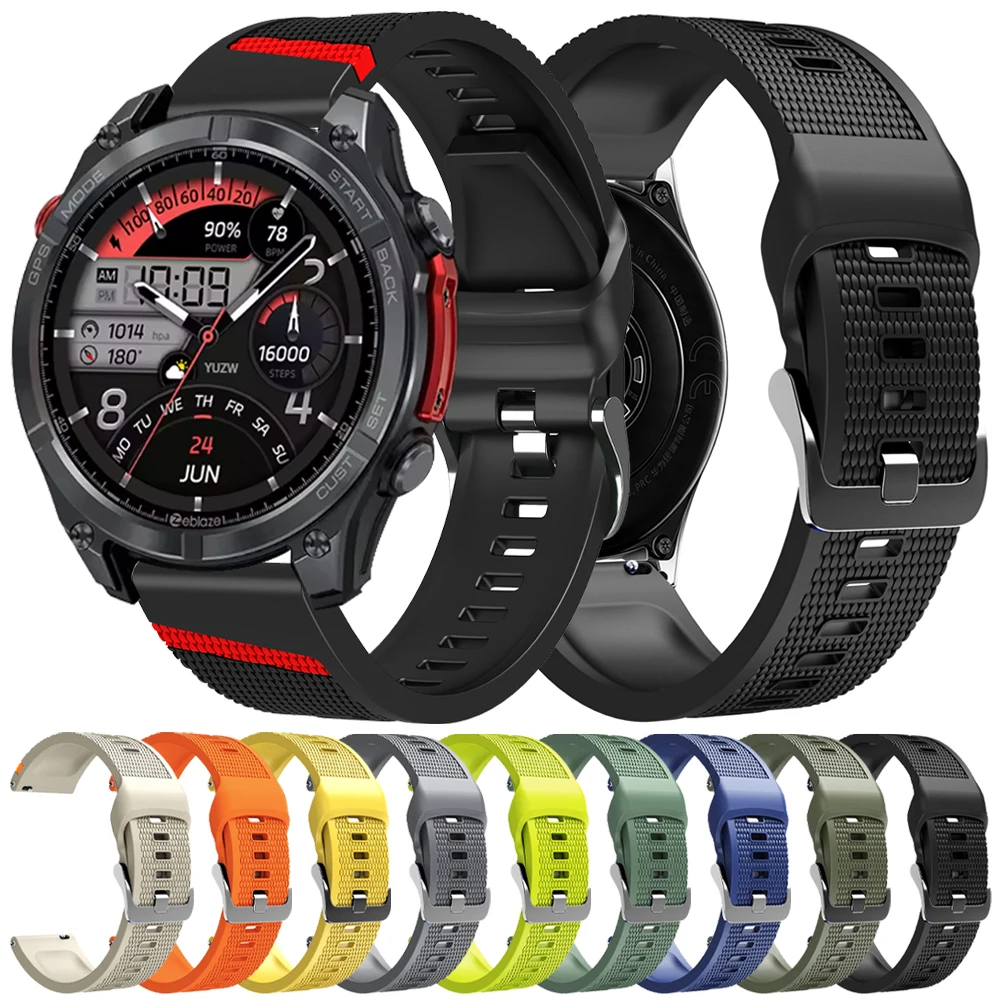 Strap For Zeblaze Vibe 8 7 Pro/Stratos 2 3 4 Pro Watch Band Correa for Zeblaze Btalk4 PRO/GTR/GTS 3 22mm Silicone Sport Bracelet