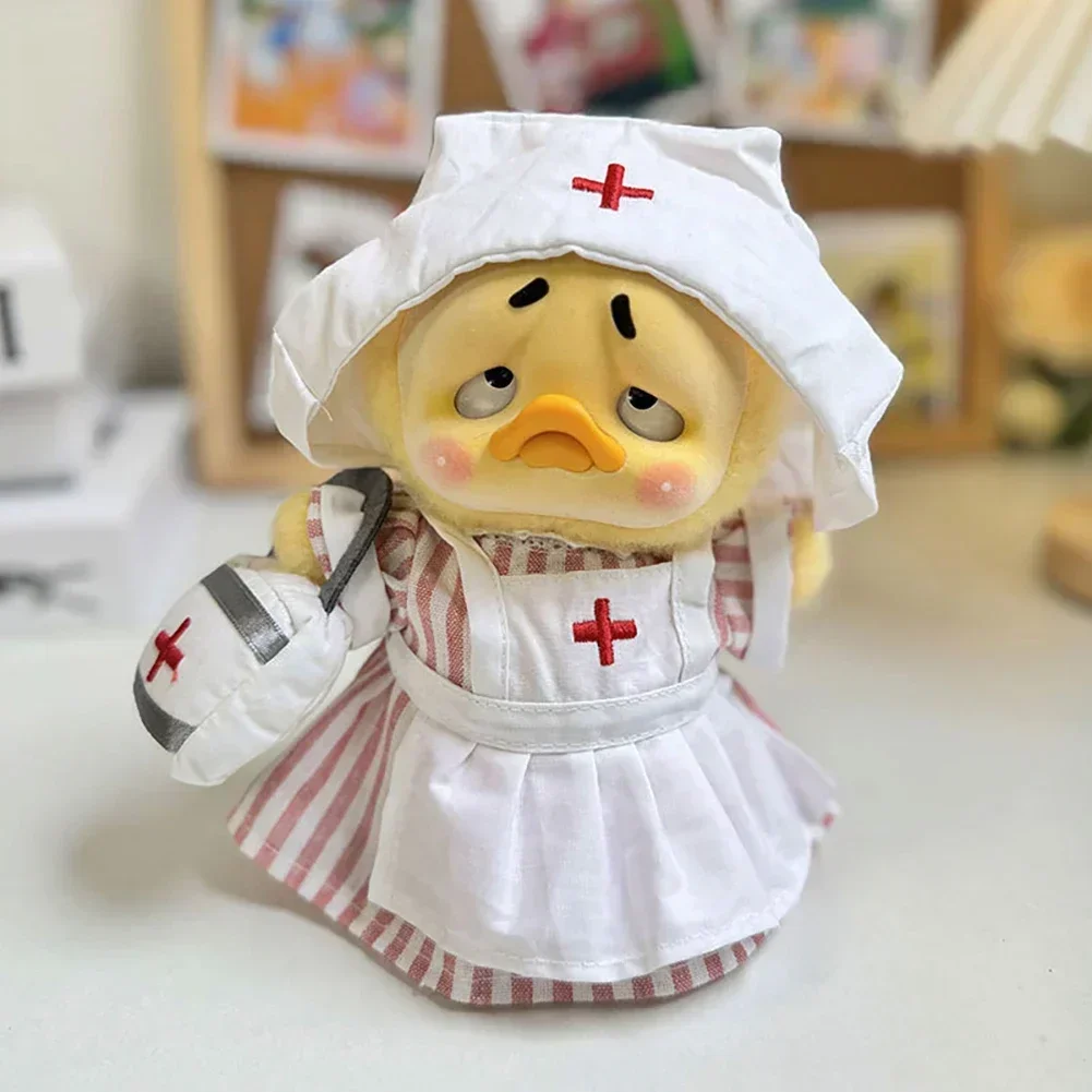 Mini Clothes for Yellow Duck Doll for Annoying Duck for Upset Duck Series Striped Nurse's Uniform Set Clothes Dolls Accessories