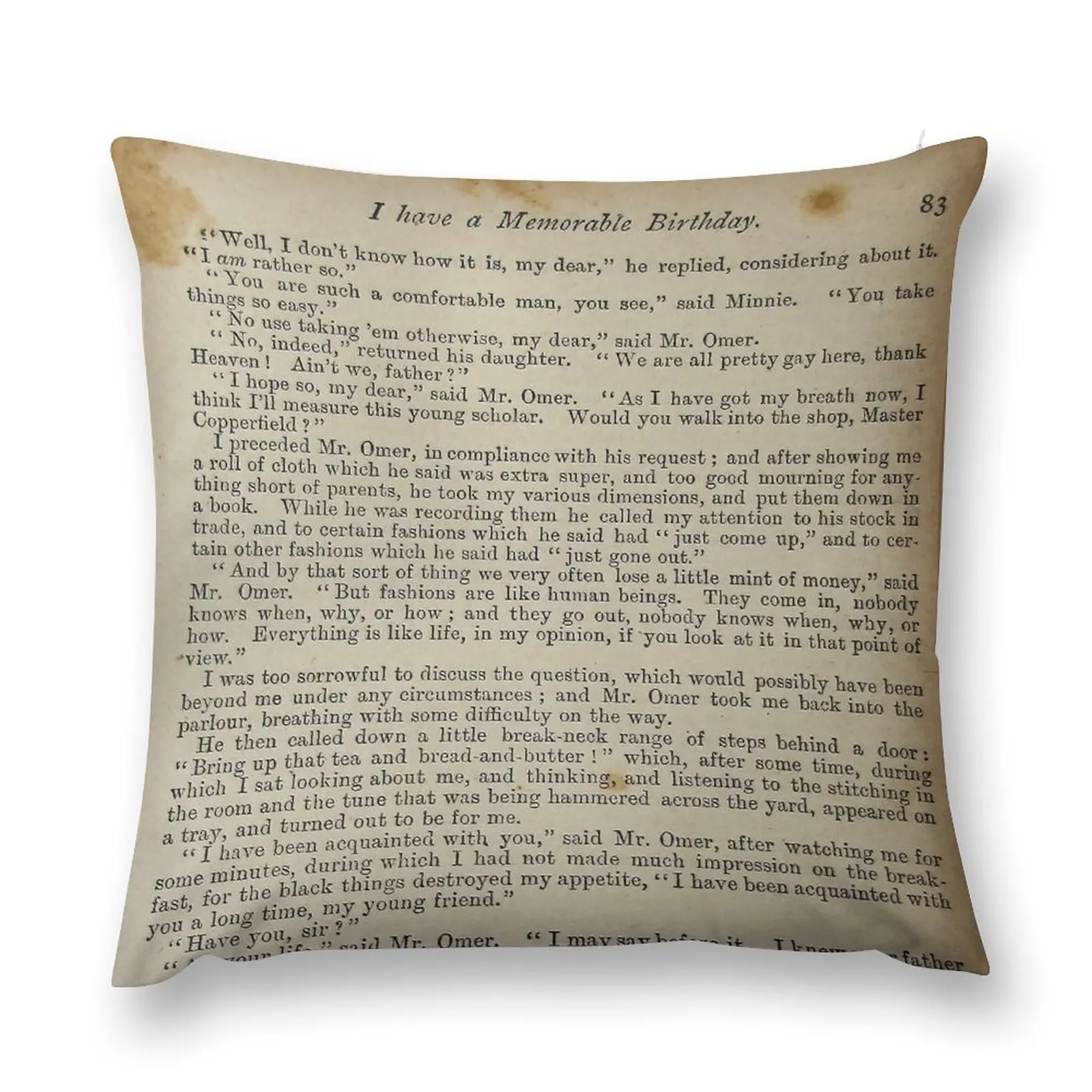 

David Copperfield by Dickens Throw Pillow Room decorating items Christmas Cushion For Home Pillow Decor pillow